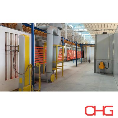 Линия по покрытию металлической подложки порошком с беспроводной конвейерной системой